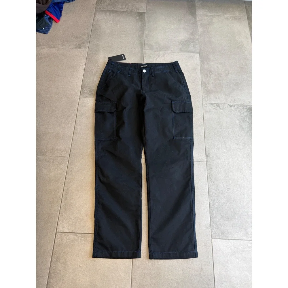 NWT True Religion Mens Black Pacific Blue Contrast Stitch Cargo Pants 108335 34